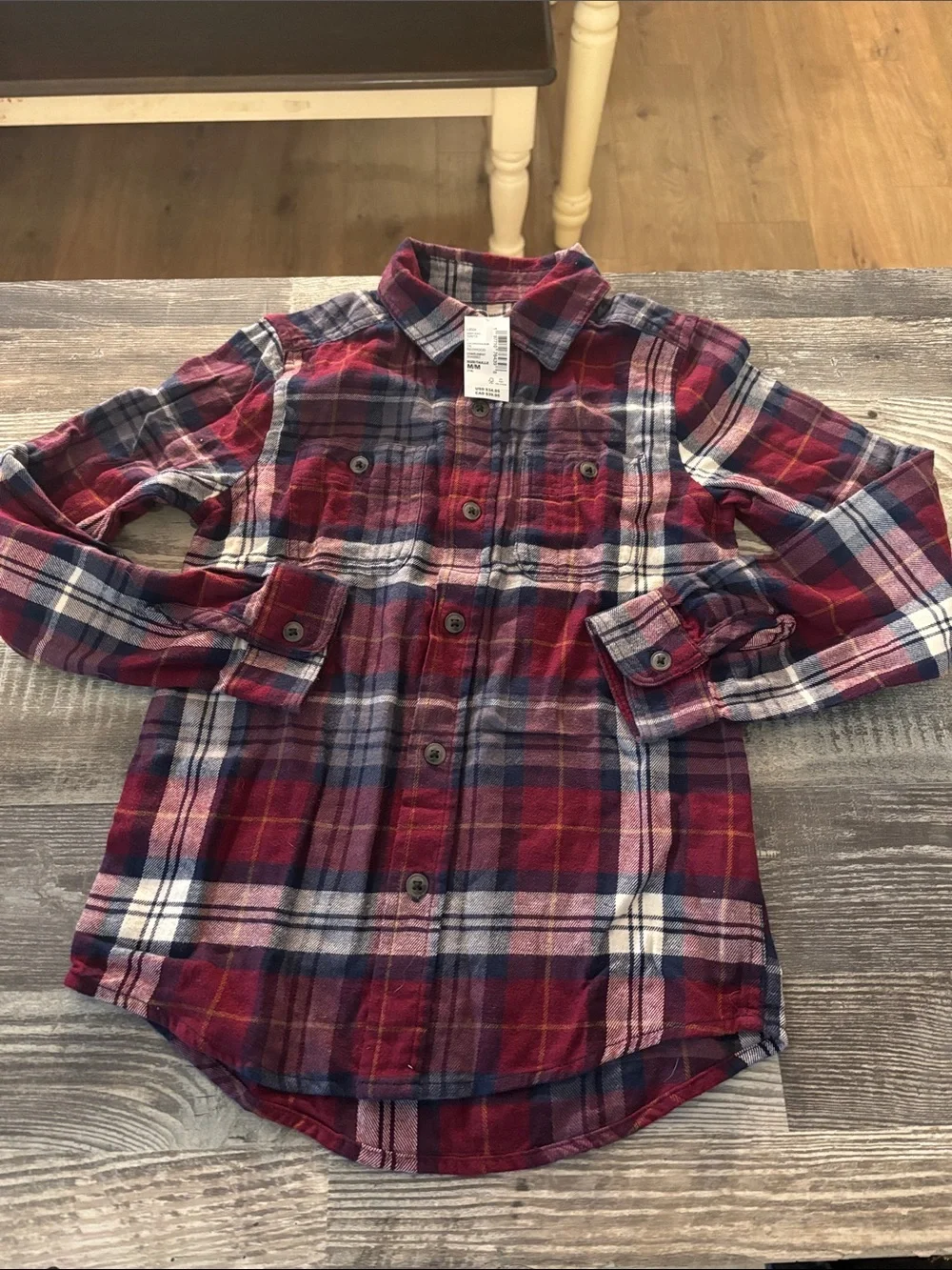 NWT boys Plaid Button-Up Shirt - Red & Navy